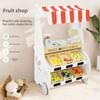 Mobile Fruit Portable Stall Wooden Playset For Toddlers Imaginative Play Role