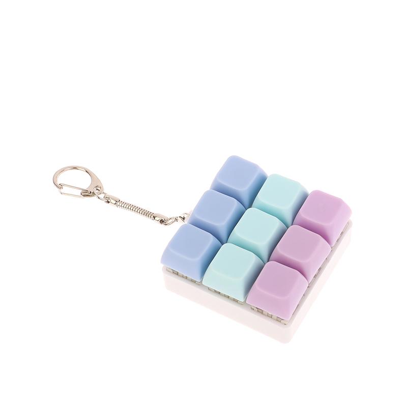 9 Taster Firkantede Tastaturtaster Nøkkelring Fidget Leke Fest Stresslindring DIY Tastaturtaster Leke Tastaturhetter Fingerknapp Fidget