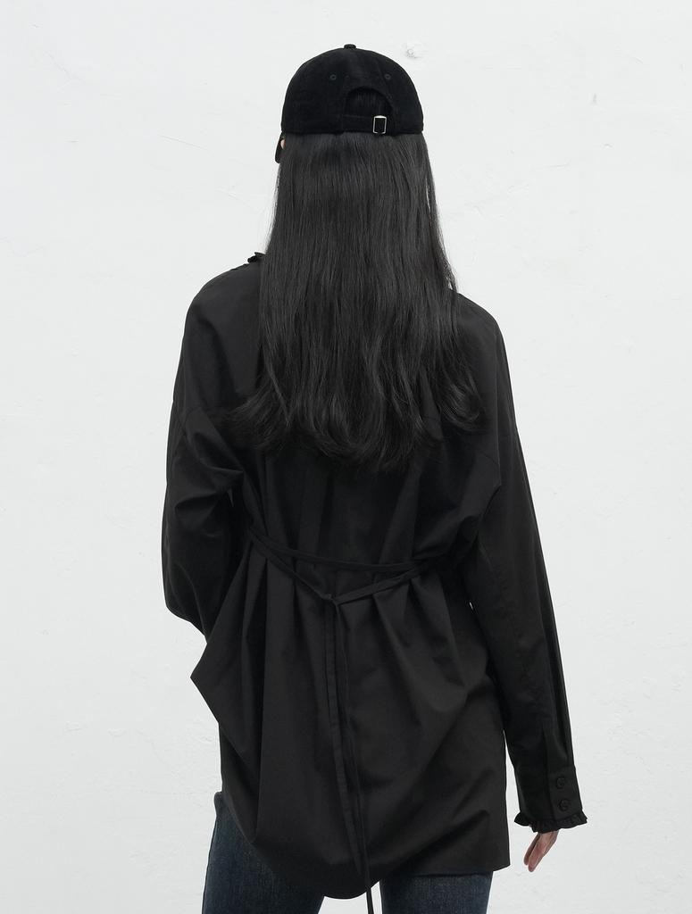 GENERALIDEA Frill Collar Loose Fit Shirt [Black] / Wbe3L03514
