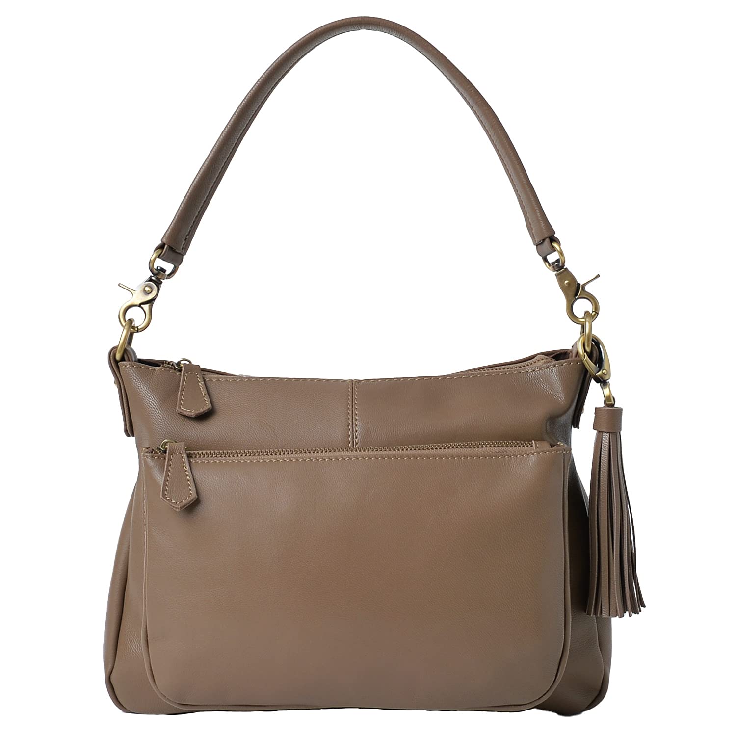 

Genuine Leather Shoulder Bag Goat Leather Crossbody Ariel Plus Goat Milk Tea [Notre Favorie] Women s (Gold Hardware)