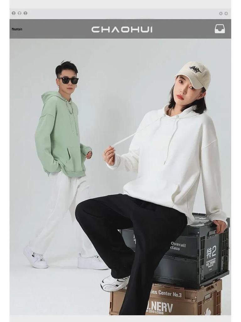 Women's Silver Fox Hooded Sweater: Autumn/Winter 450g Fleece, Long Sleeve, Casual Solid Color, Loose Fit