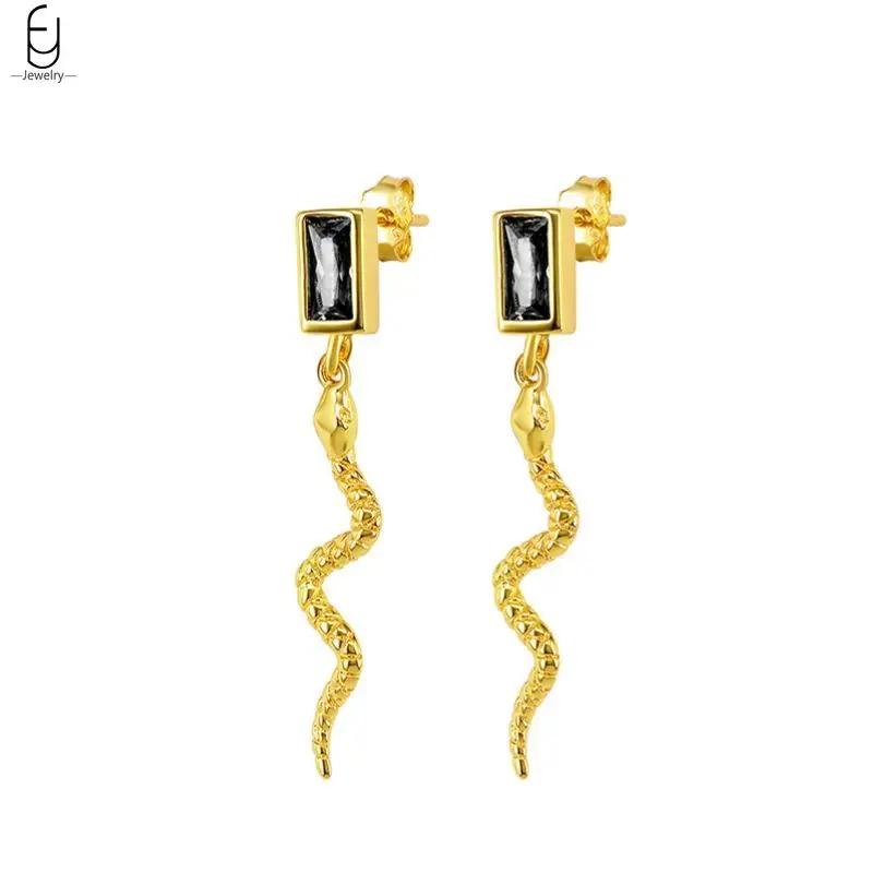 925 Silver Needle Vintage Snake Earrings Women Gold Round Ear Clips Punk Style Fashion Hoop Earrings Women Jewelry