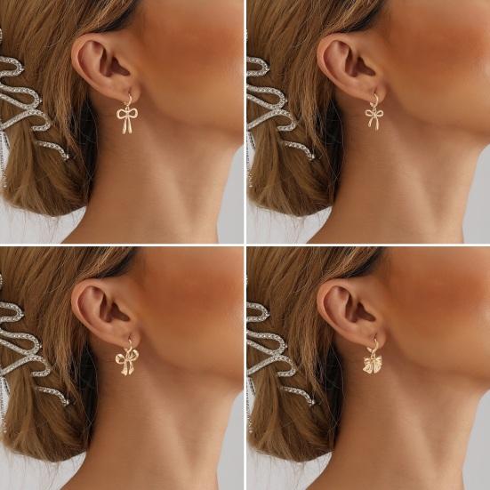 1 para kolczyków damskich kształt gładki wydrążony polerowany kokarda dekoracja ucha biżuteria bal