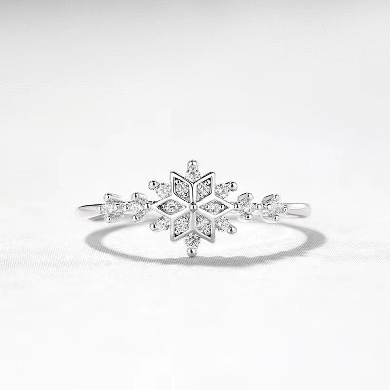 S925 Sterling Silver Star Snowflake Fashion Ring - High-End European & American Style Women's Ring