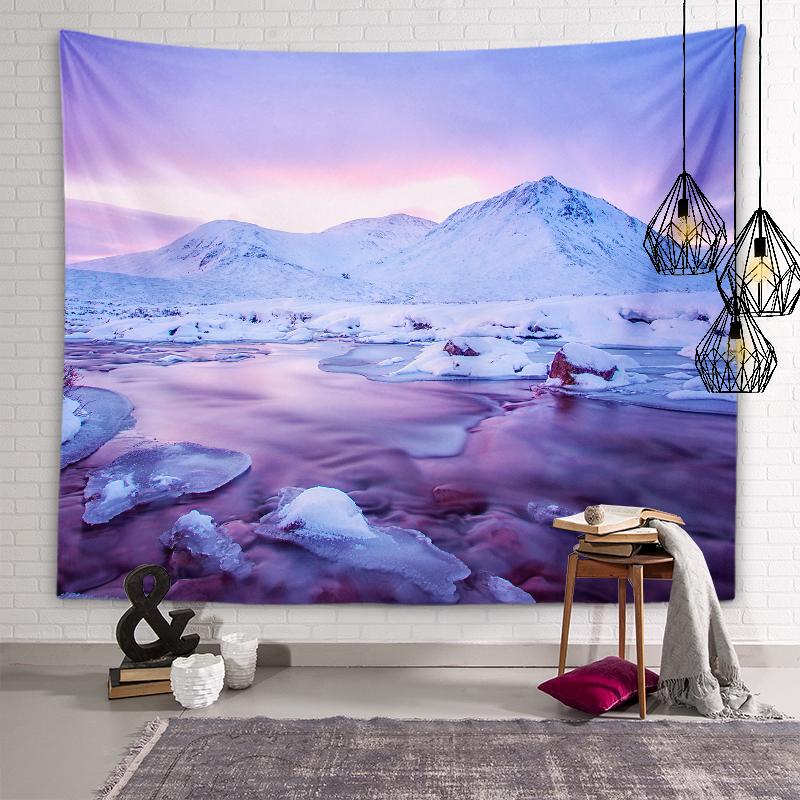 Snow Mountain Aurora Tapestry Galaxy Star Wall Art Decoration Dormitory Room Aesthetics Living Room Bedroom Home Decoration
