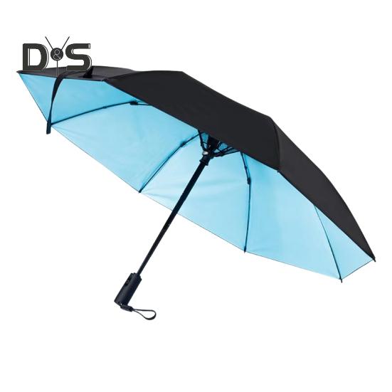 Folding Umbrella with Fan USB Rechargeable UV Sun Protection Tri-fold Umbrella Portable Waterproof Windproof Summer Outdoor Sun Rain Umbrella