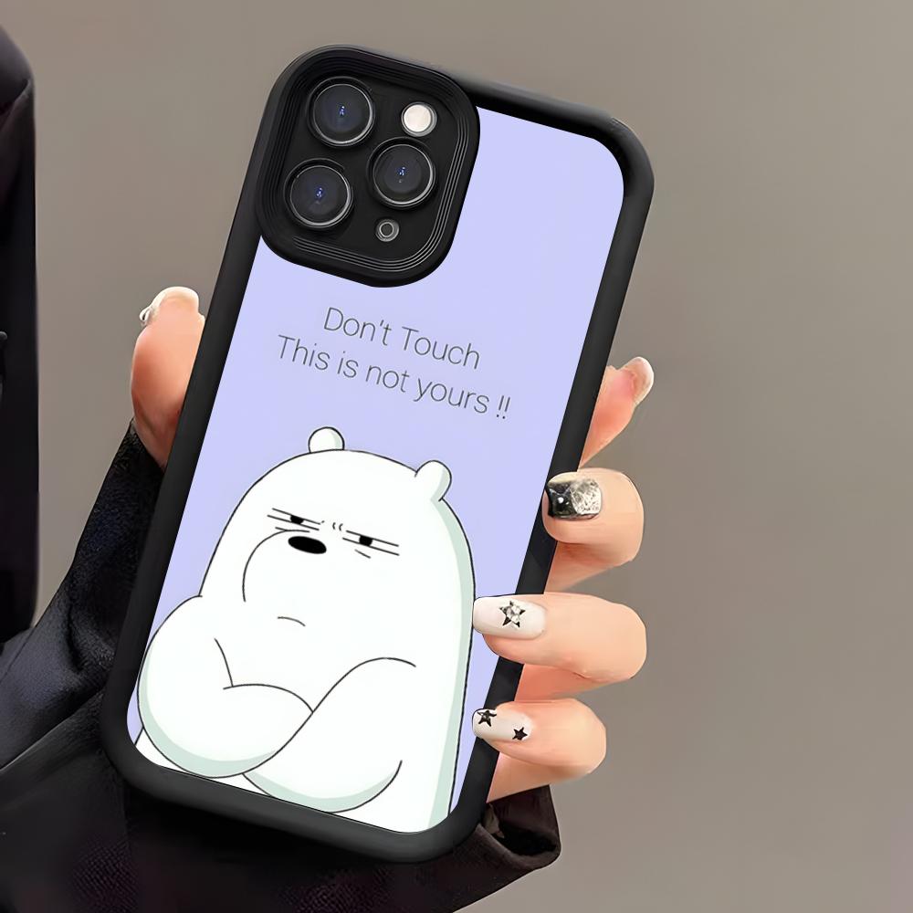 Ice Bear Phone Case For IPhone 17 Air 16 E 15 14 Plus 13 12 11 Pro Max Black Sky Eye Stepped Protective Case