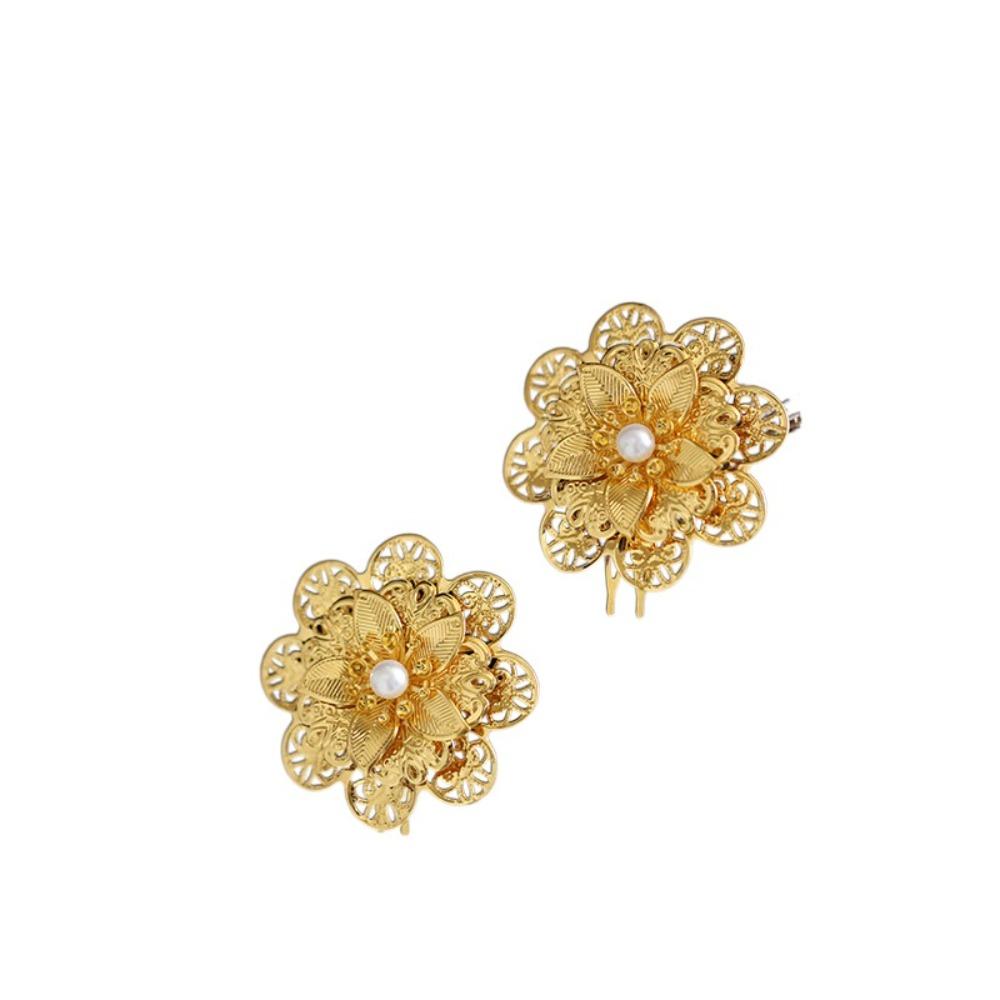 Gold Chinese Style Hairpin Floral Women Hair Stick Hair Accessories Hanfu Hair Comb Girl