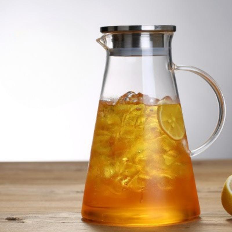 

Домашний офис Большой емкости Треугольный чайник для холодной воды Высокоборосиликатное прозрачное стекло Сок Холодный напиток Цветочный чай Чайник для холодной воды 1800ml