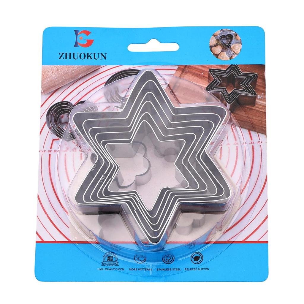 Stainless Steel Cookie & Fruit Cutter Set - Pentagram, Four-Pointed Star, Heart, Square, Rectangle Shapes