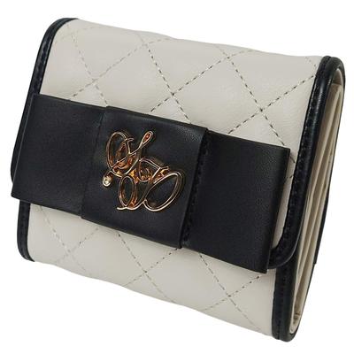 Mini Coin Easy To Take Out Palm Everyday Mass Mine R72 Ivory [Cross Marberry] Wallet, Women's, Ribbon, Cute, Quilted, Tri-fold Wallet, Stylish, Purse,