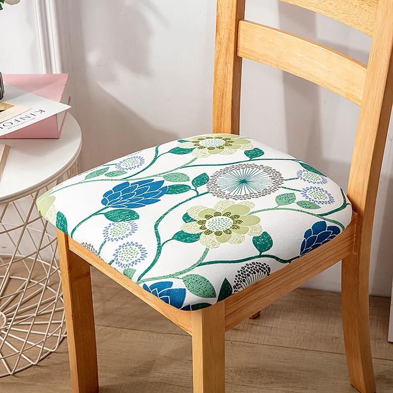 Stretch Printed Chair Seat Cushion Covers For Dining Room Chair Cover For Wedding Banquet Seat Chair Slipcover Home Decor