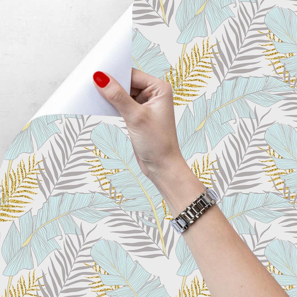 Selbstklebende und abziehbare Palmenblatt-Tapete aus Vinyl, wasserfest und abnehmbar, ideal für die Möbelrenovierung