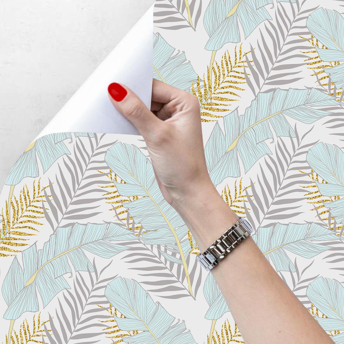 

Peel and Stick Palm Leaves Wallpaper Vinyl Self Adhesive Contact Paper Removable Waterproof Wallpaper for Furniture Renovation 3mx45cm