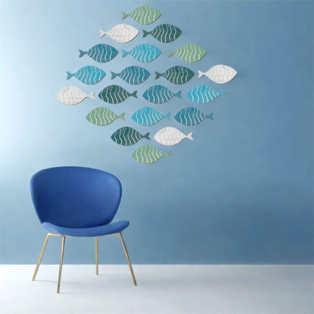 20pcs Wall Art Coastal Beach Fish Pendant Wooden Ocean Animal Signs  Summer Outdoor