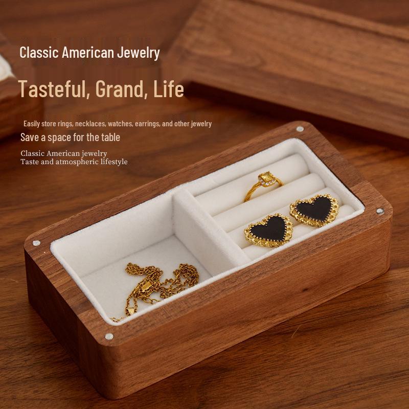

Beech Wood Portable Jewelry Box: High-Grade Mini Storage for Rings & Earrings