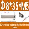 Stainless Steel 304 Double-Ended Threaded Cylindrical Guide Pin with Dual-End Holes