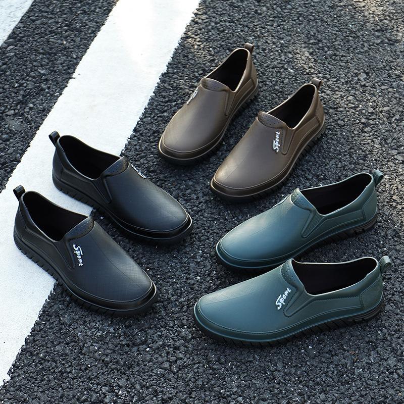 Spring and autumn rain shoes men's low-top short rain boots kitchen non-slip waterproof shoes construction site shoes men's thick-soled wear-resistant
