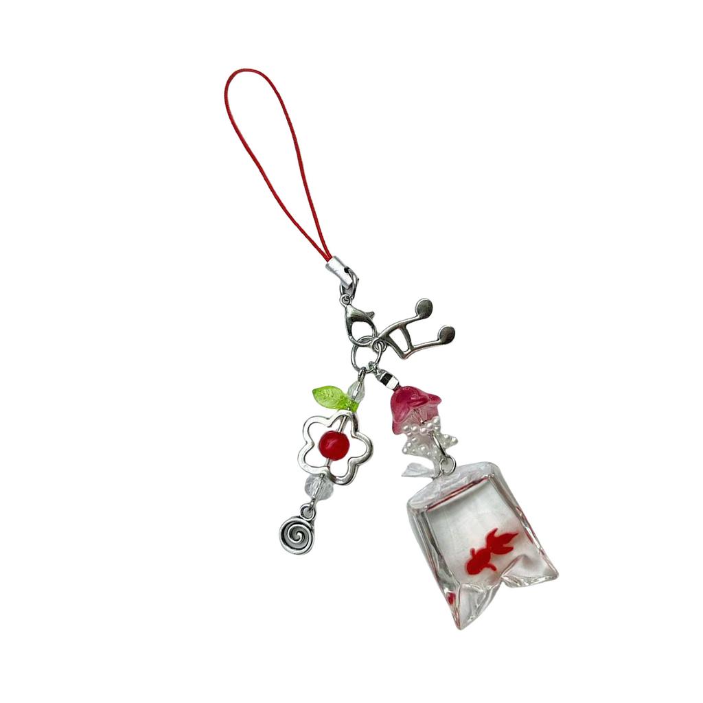 Stylish Beaded Fish Phone Chain Multifuntional Resin Accessory Keyring Decors Phone Strap for Fashion Enthusiasts