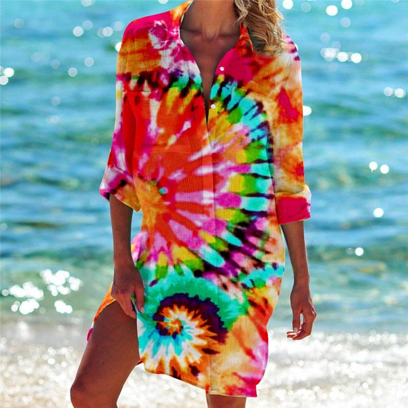 Women's Bikini Cover Up Shirt Swimwear Cardigan Printed Vacation Beach Sexy And Stylish Beachwear Ideal For Summer Pool And Beach Activities