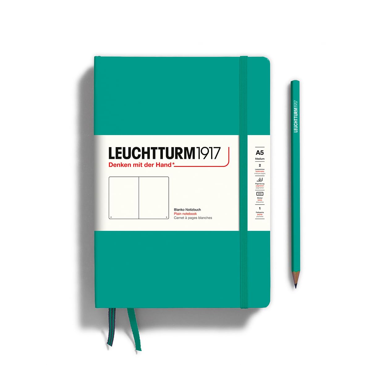 

Leuchtturm A5 Plain Officially Imported Notebook, Emerald, 344793,