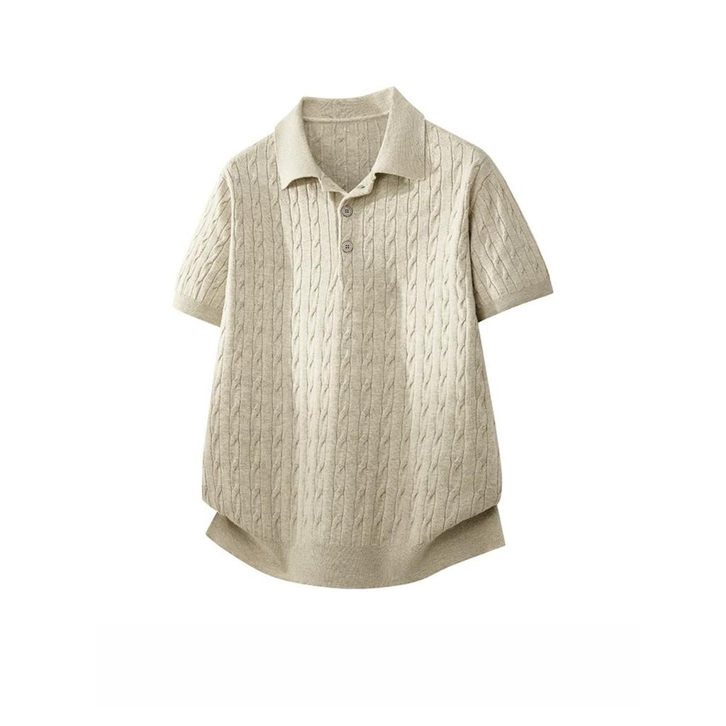 Old Money Wind Lapel Knitted POLO Shirt Short Sleeve Boys Summer Versatile Casual Loose Casual Half Sleeve