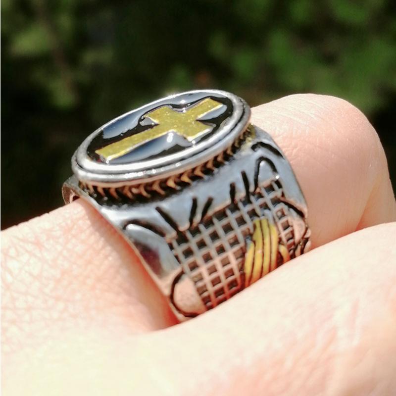 Trendy Men's Retro Cross Men's Ring Index Finger Ring Punk Style Domineering Jewelry