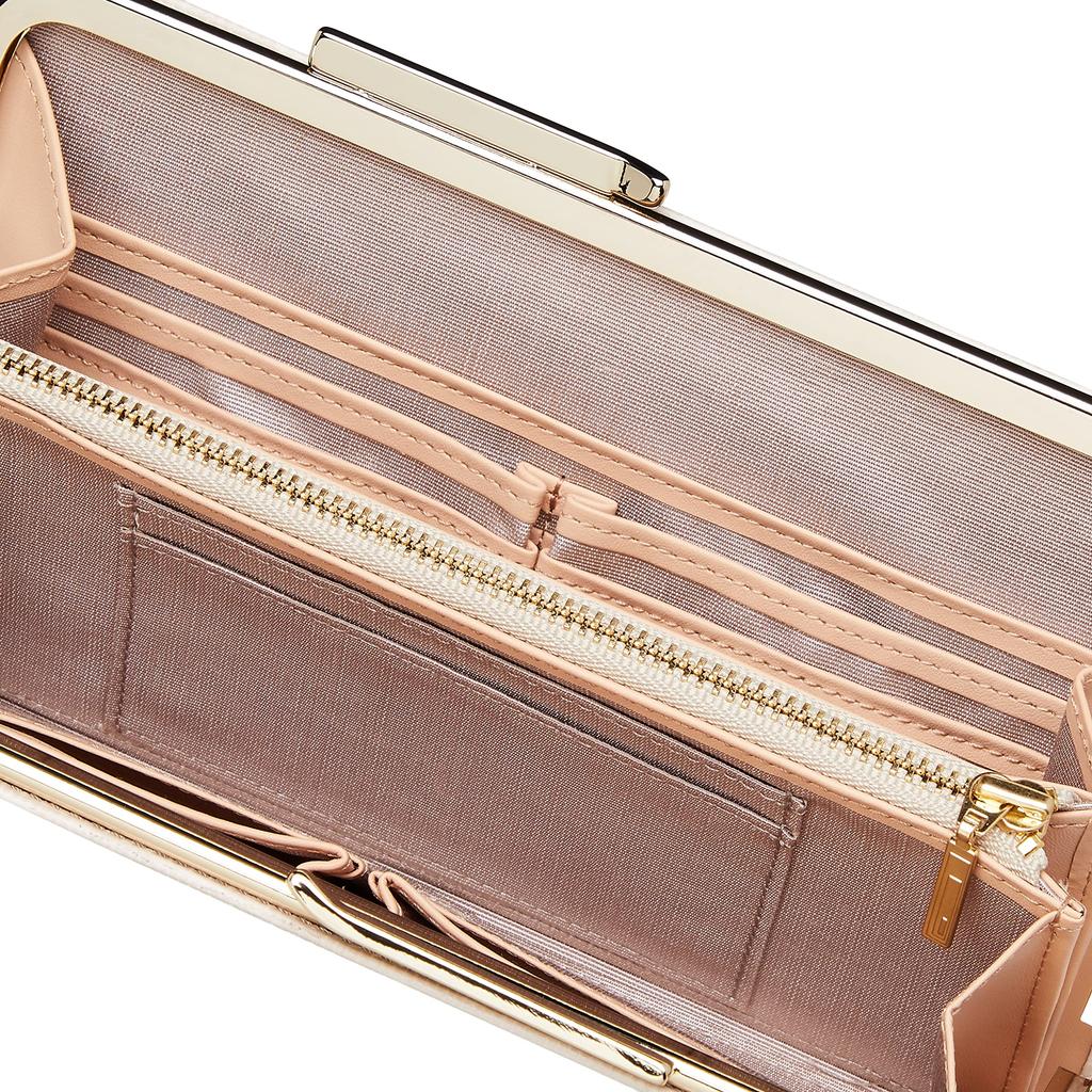 Topkapi Italian Leather Lizard Embossed Clasp Long Wallet LUCIA Women's Pale Beige
