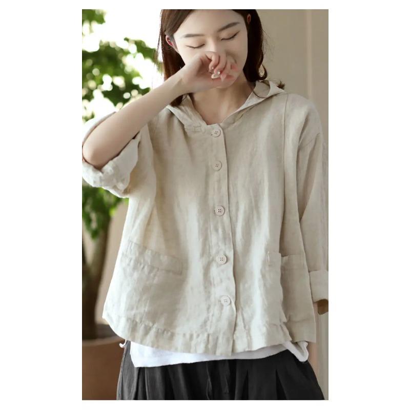 Jackets Women Vintage Loose Casual Solid All Match Spring Sunscreen Thin Breathable Japaneses Literary