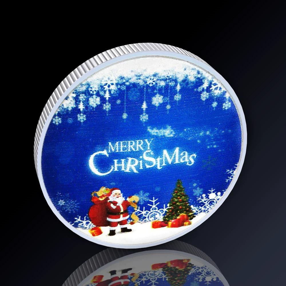 Christmas Snowman Colored Coin Elizabeth Commemorative Medal Silver Coin Christmas Eve Small Gift Tooth Fairy Colored Silver Coin