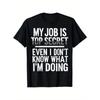 Europäische Größen Herrenmode Lässiges T-Shirt Top Secret Job, Lustiger Spruch Aufdruck, Kordelzug Kapuze, Strapazierfähiges Material, Maschinenwaschbar
