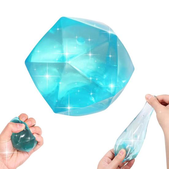 Transparent Rhinestone Squeeze Toy Anxiety Relief Polyhedron Sensory Toy Anti-anxiety Soft Stress Ball Students Office Workers Gift