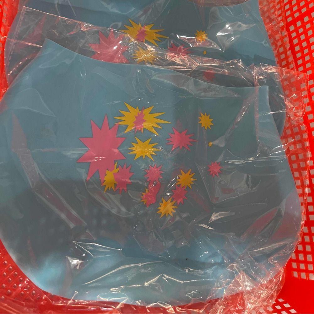 

Силікагелева шапочка для плавання з довгим волоссям Плавальне спорядження із зірковим візерунком Модна силіконова шапочка для плавання для жінок синій