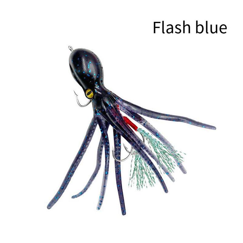 

Octopus Fishing Lure 19G Double Hook Artificial Silicone Soft Baits Triple Jig Sinking Octopus Swimbaits For Bass Trout Shad синій