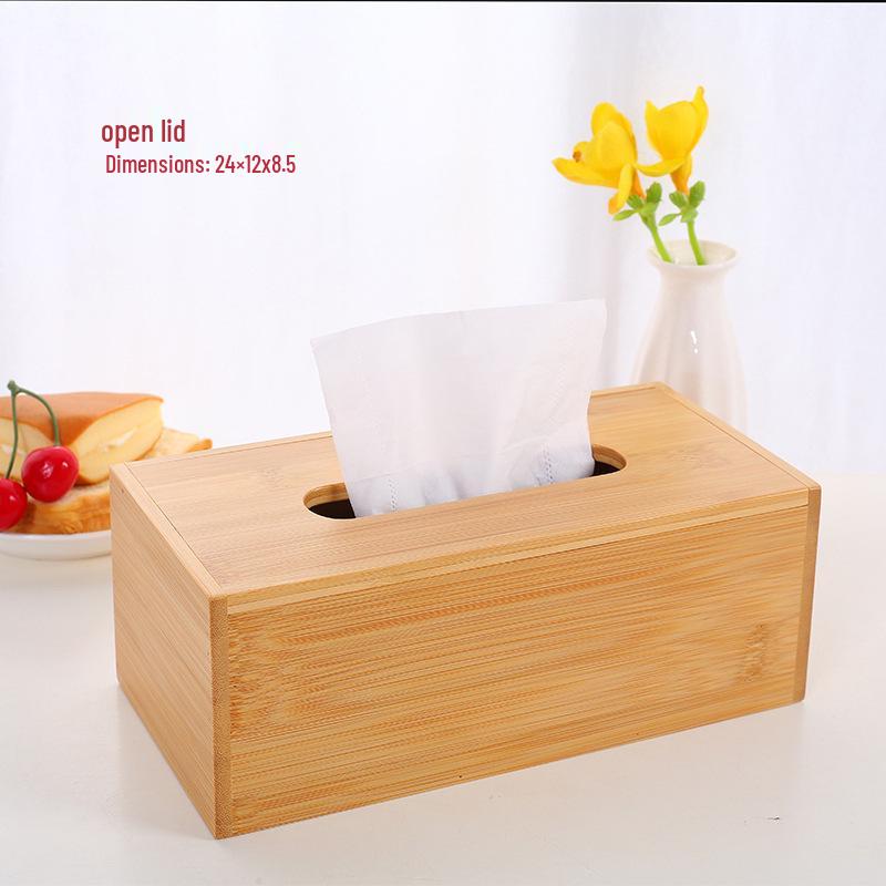 Bamboo Wood Paper Towel Box - Modern Desktop & Car Storage, Creative Bamboo Material, Suitable for Home.