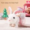 Children Electric Simulation Bunny Plush Toy Girl Pet Cute White Rabbit Doll With Sound Animal DIY Change Clothes Game for Kids