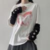 Y2k Arm Warmers Solid Color Wool Sleeve Cuff Cute Star Knitted Gloves  Ladies