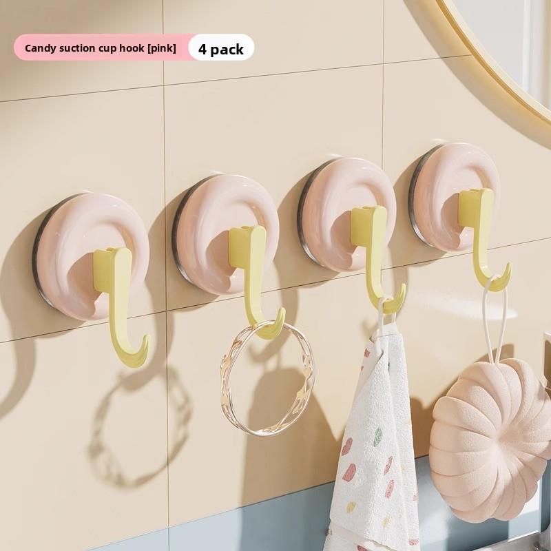 4 Pcs Strong Vacuum No-hole Non-marking Removable Household Kitchen Bathroom Bathroom Wall Hanging Suction Cup Hooks