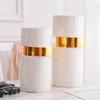 Weiße Marmorierte Vase Keramik Blumenvase mit Vergoldet Heimdekoration Mittelstück Desktop-Vase 9,6/12 Zoll