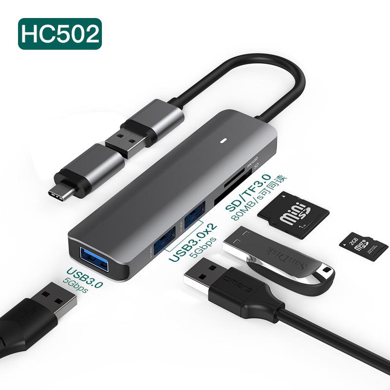 Type-C 5-in-1 Hub with SD/TF and USB 3.0 Ports & Type-C 2-in-1 Dock