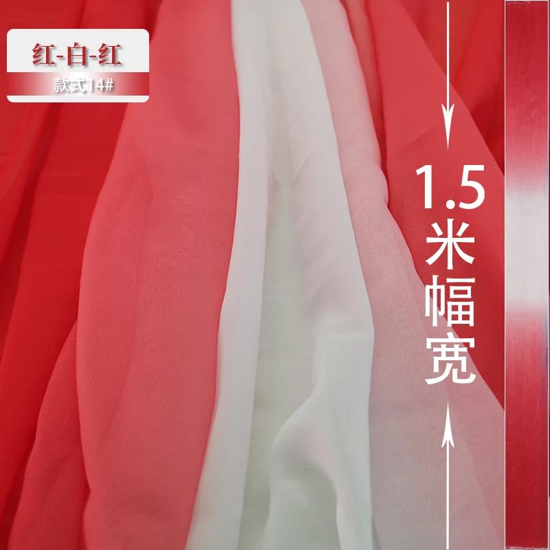 100D Gradient Chiffon Fabric By The Meter Per for Dress Skirt Clothing Sewing Drape Textile Summer Plain Cloth Black White Blue