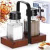 Salt and Pepper Shakers with Stand, 3 Pieces.