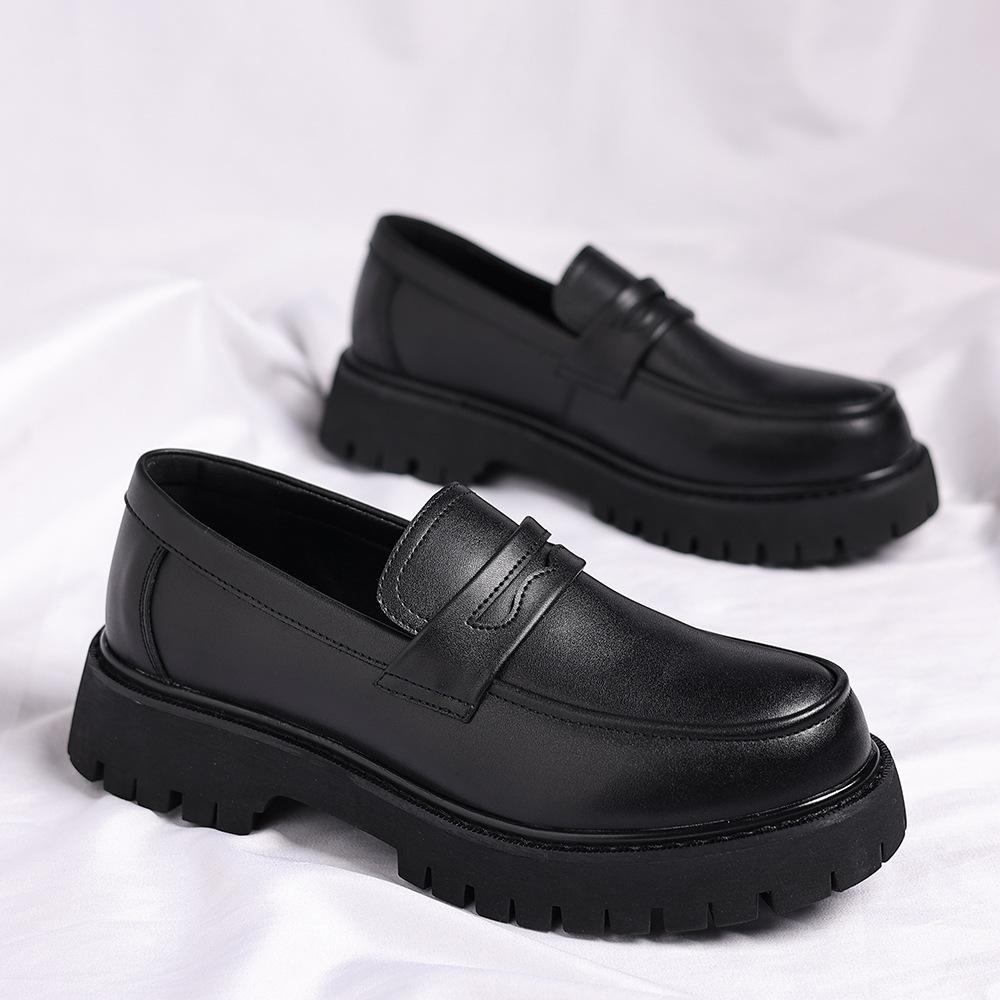 Large size new casual leather shoes fashionable platform foot loafers trendy British style business men's shoes 48