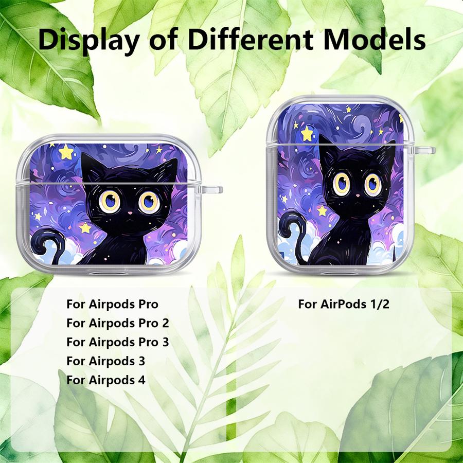 Case For Airpods 2 1 Pro Pro2 3 4 Pro3 Clear Earphone Cases Cover Van Gogh Art Cat
