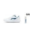 New LiNing Feather Durable Breathable Coverage Low Top Badminton Shoes Unisex White Green AYTT023-6