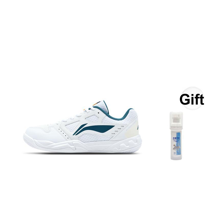 New LiNing Feather Durable Breathable Coverage Low Top Badminton Shoes Unisex White Green AYTT023-6