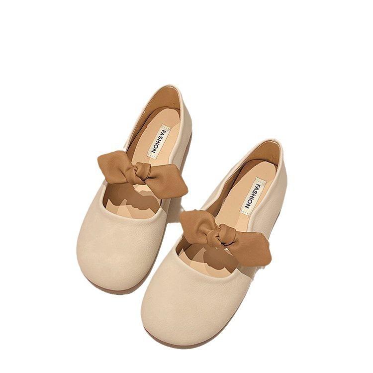 Zachte Platte Mary Jane Enkelschoenen Modieuze en Comfortabele Dames Lente Strik Ondiepe Mond Zachte Zool Bonenschoenen
