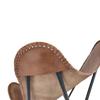 Dark Brown Leather Butterfly Chair - Comfortable Arm Rest Butterfly Chair - with Iron Stand