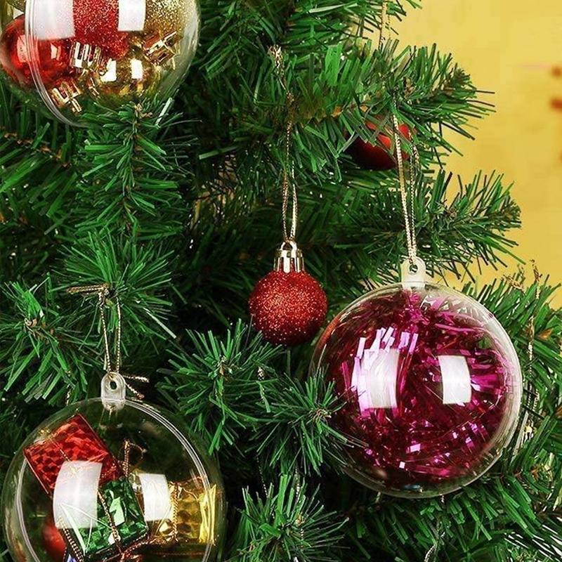 5/6/8/10cm Transparent Plastic Ball Christmas Tree Pendant Home Decoration Ball Christmas Hanging Gift Box New Year's Supplies