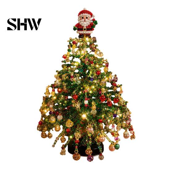 Christmas Tabletop Display Kit DIY Beaded Tree Kit, Faux Crystal Holiday Craft Set Crafting Project for Beginners Adults Beginners, Handmade